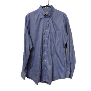 Peter Millar Men’s Nanoluxe Button Down Long Sleeve Easy Care Blue White Large